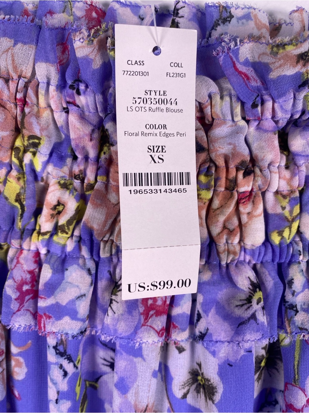 NWT Women’s Floral Off-Shoulder Blouse - Purple Size XS - Picture 3 of 8